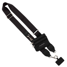 Load image into Gallery viewer, Clip &amp; Go Strap w/Zippered Pouch: Brown/Cream Chevron