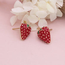 Load image into Gallery viewer, Picked Sweet Gold Red Strawberry Post Earrings