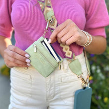 Load image into Gallery viewer, Clip &amp; Go Strap w/Zippered Pouch: Green/Purple Pattern