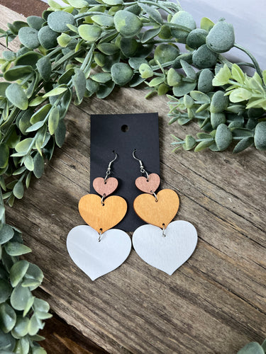 Wooden Valentine Drop Earrings