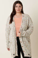 Load image into Gallery viewer, MULTI COLOR POPCORN DISTRESSED CARDIGAN - Curvy Girl