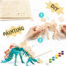 Load image into Gallery viewer, 3D Wooden Puzzle with Paint Kit: Stegosaurus