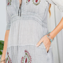 Load image into Gallery viewer, Wisteria Whispers Hand-Aari Tapestry On A Sun-Kissed Dress