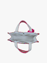 Load image into Gallery viewer, Esmeralda Striped Cotton Tote w/ Triple Tassels: Turquoise/Pink