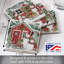 Load image into Gallery viewer, Snowman&#39;s Farmhouse Assorted Image  Coaster 4 Pk