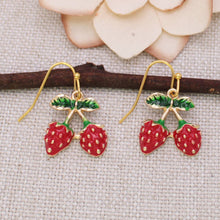 Load image into Gallery viewer, Juicy Bunch Gold Strawberry Earrings
