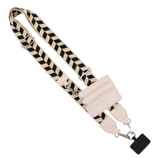 Load image into Gallery viewer, Clip &amp; Go Strap w/Zippered Pouch: Blk/Crm Chevron