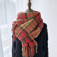 Load image into Gallery viewer, Plaid Tassel Scarf