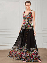 Load image into Gallery viewer, Elegant Maxi Long Evening Dress With Double V-Neck