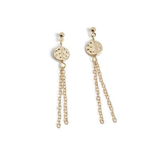 Load image into Gallery viewer, Dimple Disc Chain Dangle Earrings - Gold
