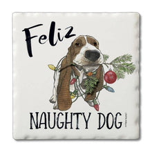 Load image into Gallery viewer, &quot;Feliz Naughty Dog&quot; Single Absorbent Stone Coaster