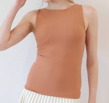 Load image into Gallery viewer, Clean Line Boat Neck Tank Top:Mocha Mousse