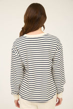 Load image into Gallery viewer, STRIPE HENLEY LONG SLEEVE KNIT TOP