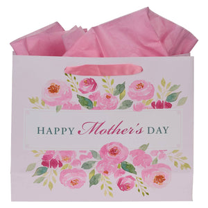 Happy Mother's Day Pink Peony Large Landscape Gift Bag