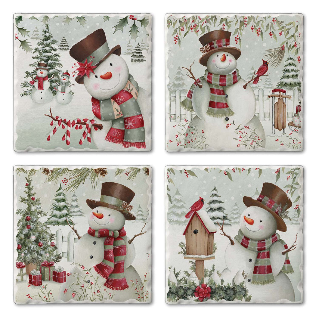 Snowmen Assorted Coaster 4 Pack
