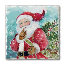 Load image into Gallery viewer, &quot;Quiet Santa&quot; Single Absorbent Stone T Coaster