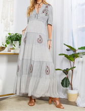 Load image into Gallery viewer, Wisteria Whispers Hand-Aari Tapestry On A Sun-Kissed Dress