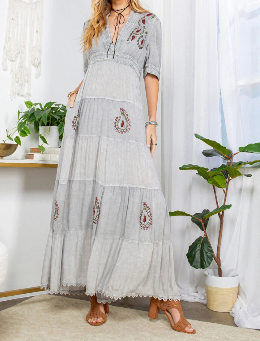 Wisteria Whispers Hand-Aari Tapestry On A Sun-Kissed Dress