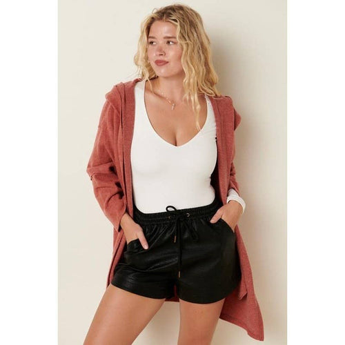 HOODED BUTTON UP CARDIGAN