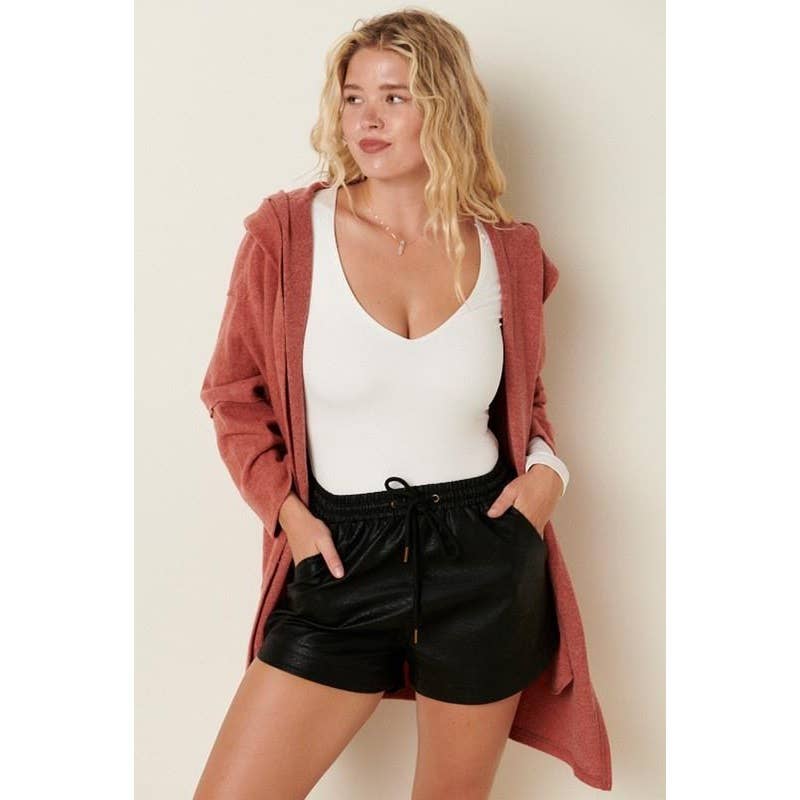 HOODED BUTTON UP CARDIGAN