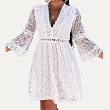 Load image into Gallery viewer, Love and Romantic Dream Floral Lace V-Neck Mini Dress