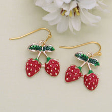Load image into Gallery viewer, Juicy Bunch Gold Strawberry Earrings