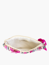 Load image into Gallery viewer, Faith Printed Cotton Pouch w/ Fringe: Blue/Purple