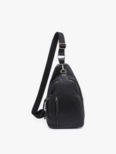 Load image into Gallery viewer, Nikki Dual Compartment Crossbody Sling Bag: Black