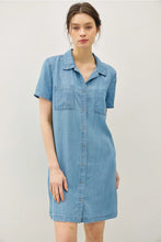 Load image into Gallery viewer, Denim Wash Button Down Tencel Shirt Dress
