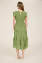 Load image into Gallery viewer, Smoked Midi Dress - Olive Green