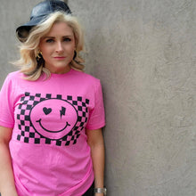 Load image into Gallery viewer, SMILEY FACE CHECKER RETRO GRAPHIC TEE