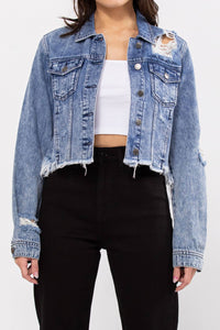 Cello Distressed Cropped Jacket