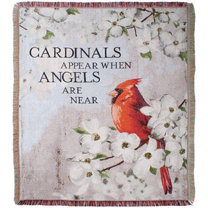 "Cardinals Appear" Woven Tapestry Throw with Bow