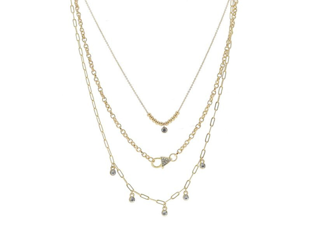 3 Strand Necklace with Gold Balls