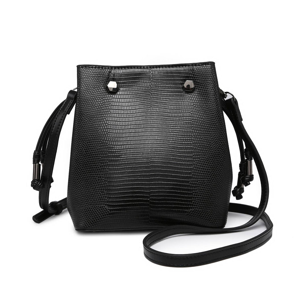 Black Lizard Mini Bucket Bag