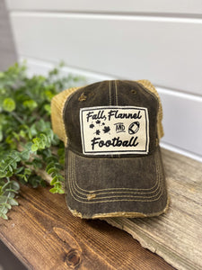 Fall Flannel & Football Trucker Hat Baseball Cap